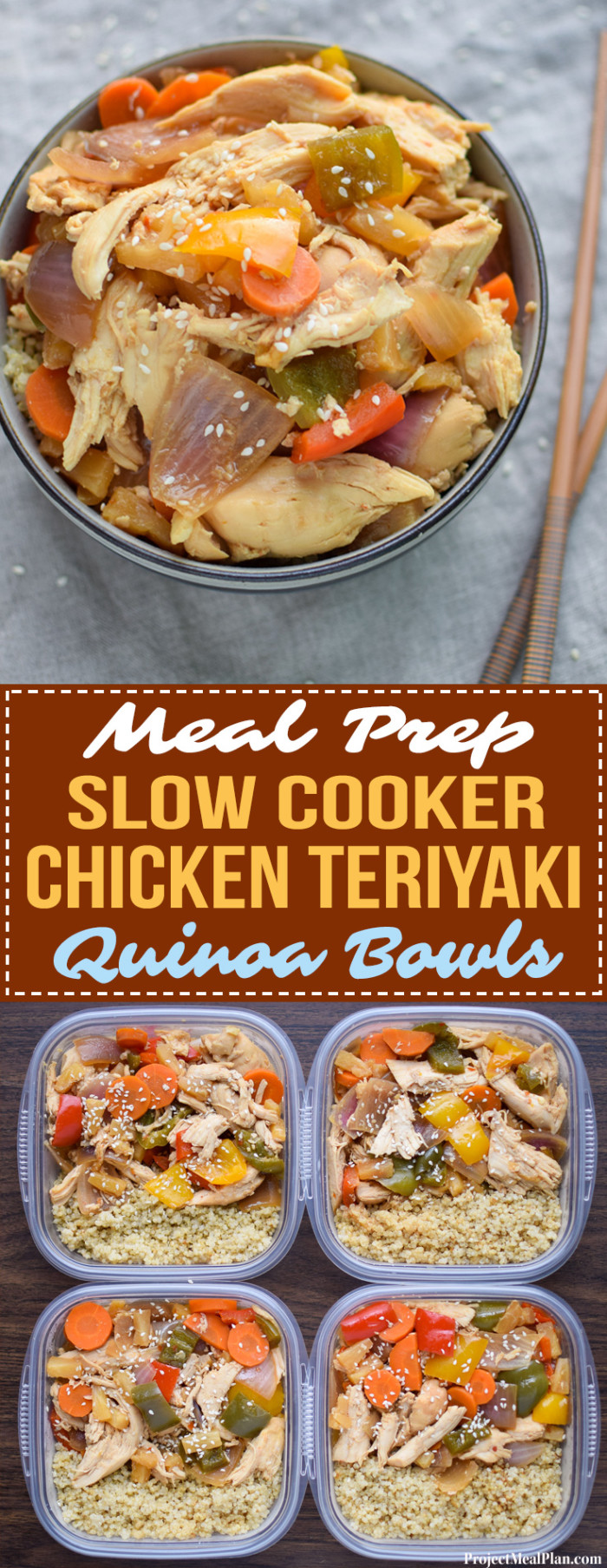 Meal Prep Slow Cooker Chicken Teriyaki Quinoa Bowls Project Meal Plan