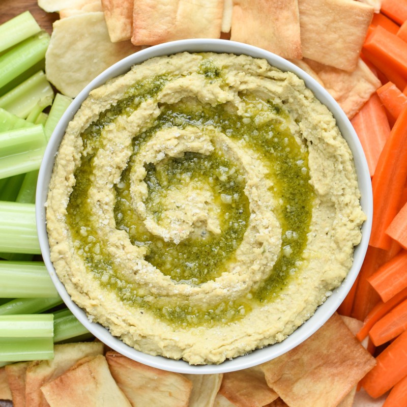 Snack Prep Veggie Sticks with Easy Pesto Hummus Project Meal Plan