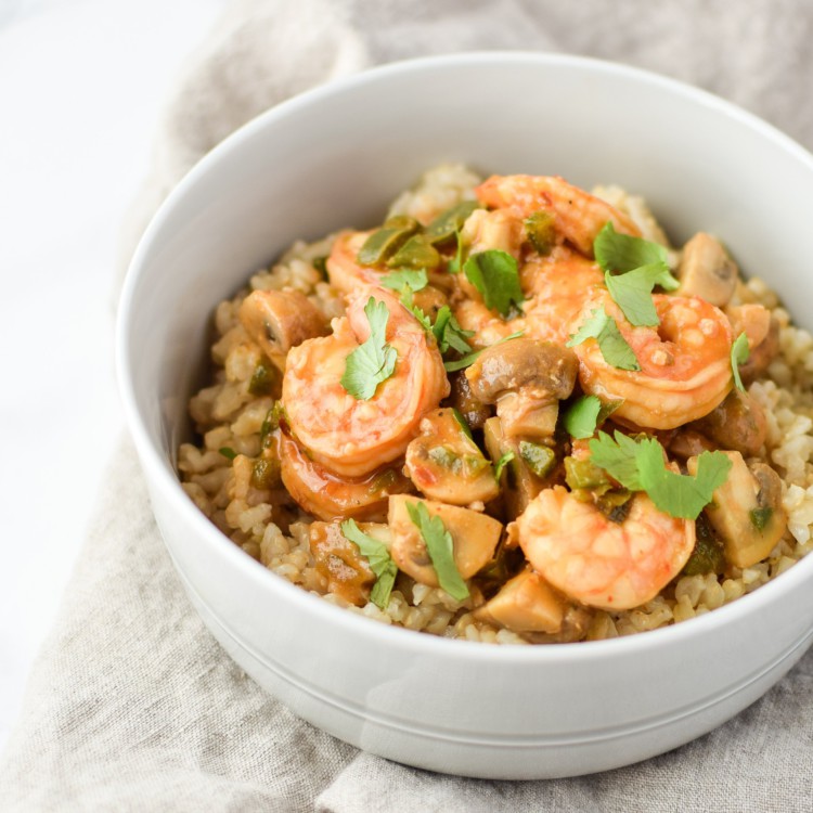 Easy Mushroom Shrimp Stir-Fry For Two recipe - An easy weeknight one-pot meal! Spicy and delicious, and no added corn starch! - ProjectMealPlan.com