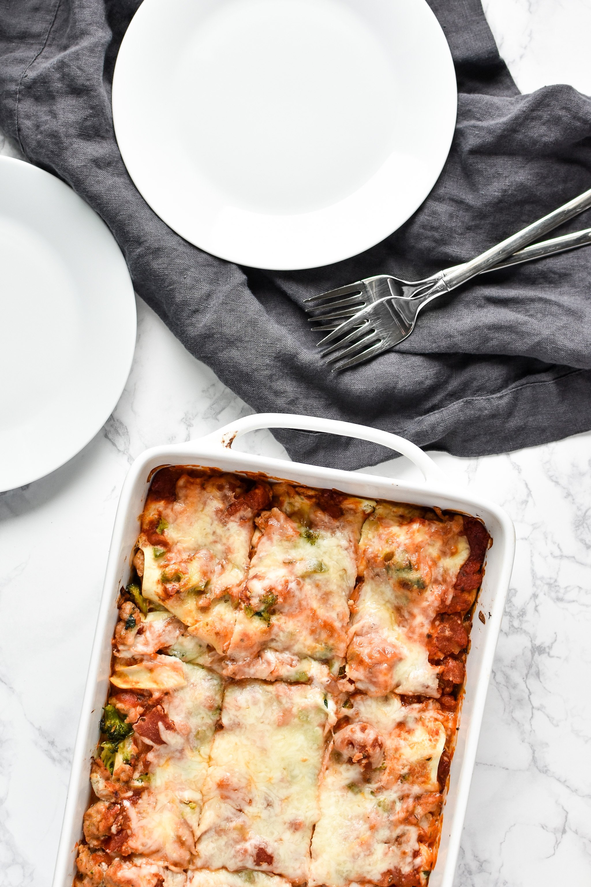 Leftover Vegetable Italian Chicken Lasagna Recipe - Use up leftover veggies in my favorite deliciously layered ground chicken lasagna! - ProjectMealPlan.com