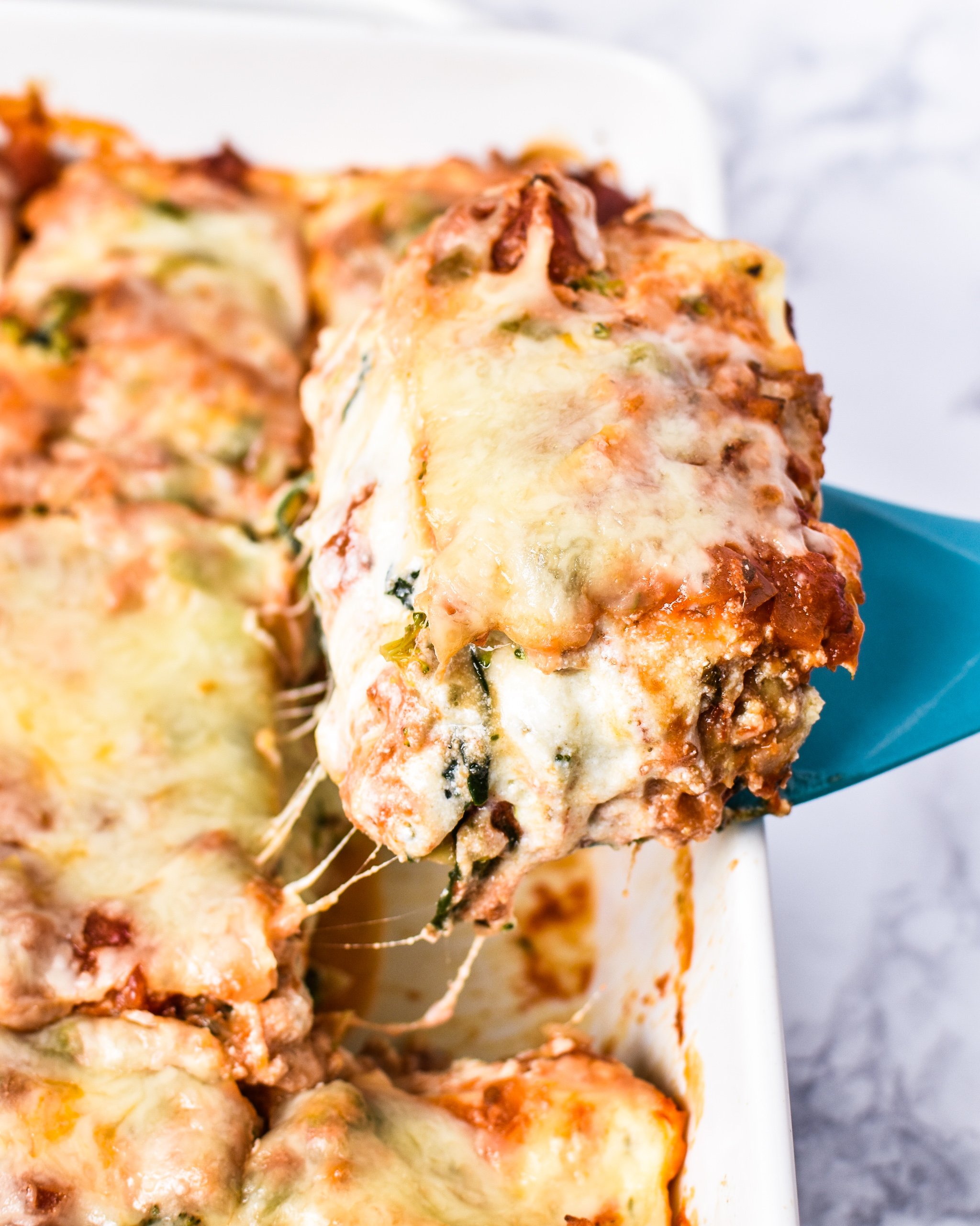 Leftover Vegetable Italian Chicken Lasagna Recipe - Use up leftover veggies in my favorite deliciously layered ground chicken lasagna! - ProjectMealPlan.com