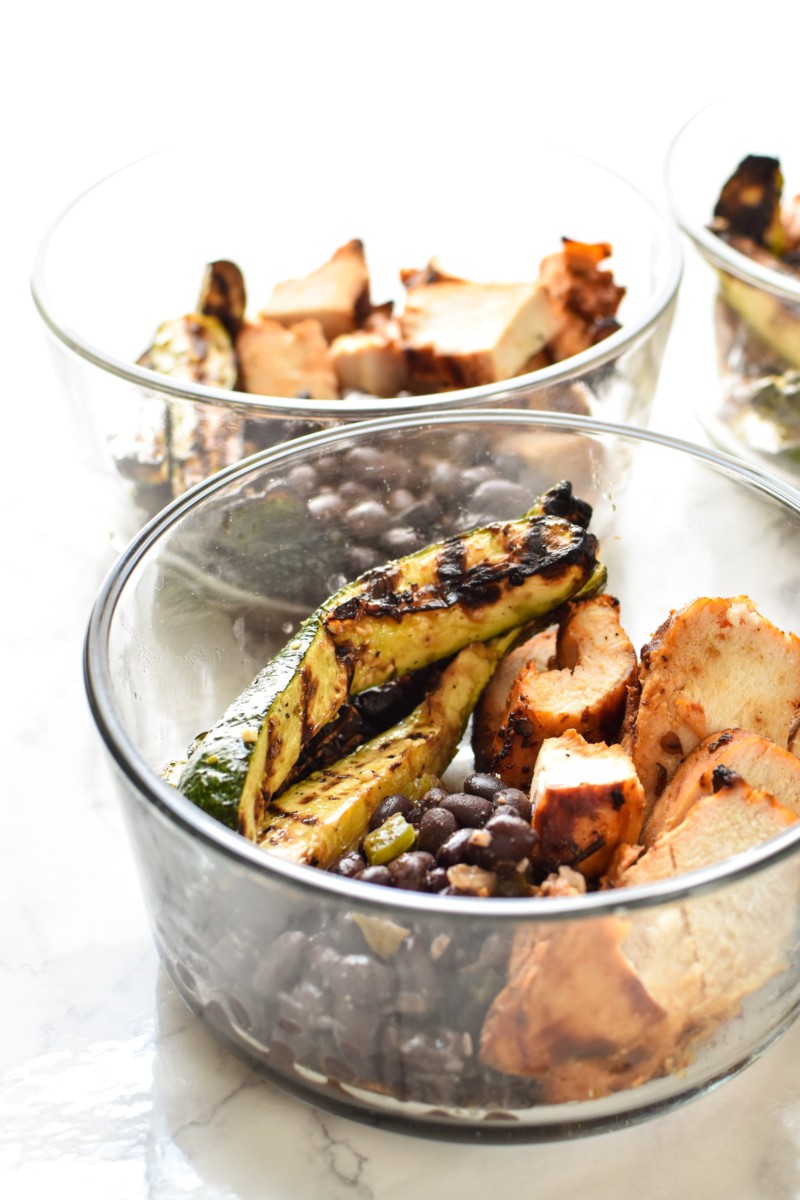 Meal Prep Chipotle Grilled Chicken with Seasoned Black Beans and