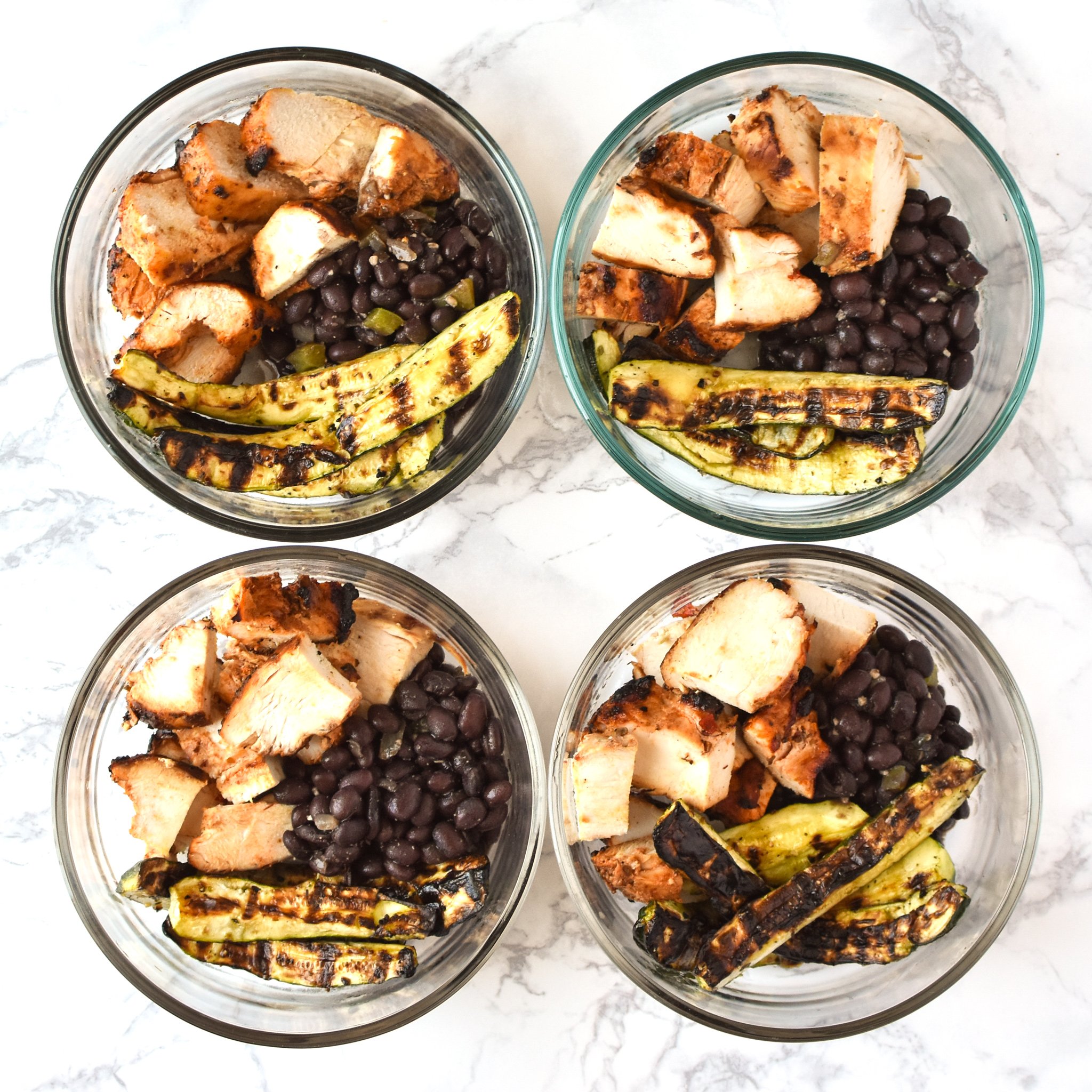 Meal Prep Chipotle Grilled Chicken - Perfect grilled chicken with seasoned black beans and zucchini. Summer meal prep happiness! - ProjectMealPlan.com