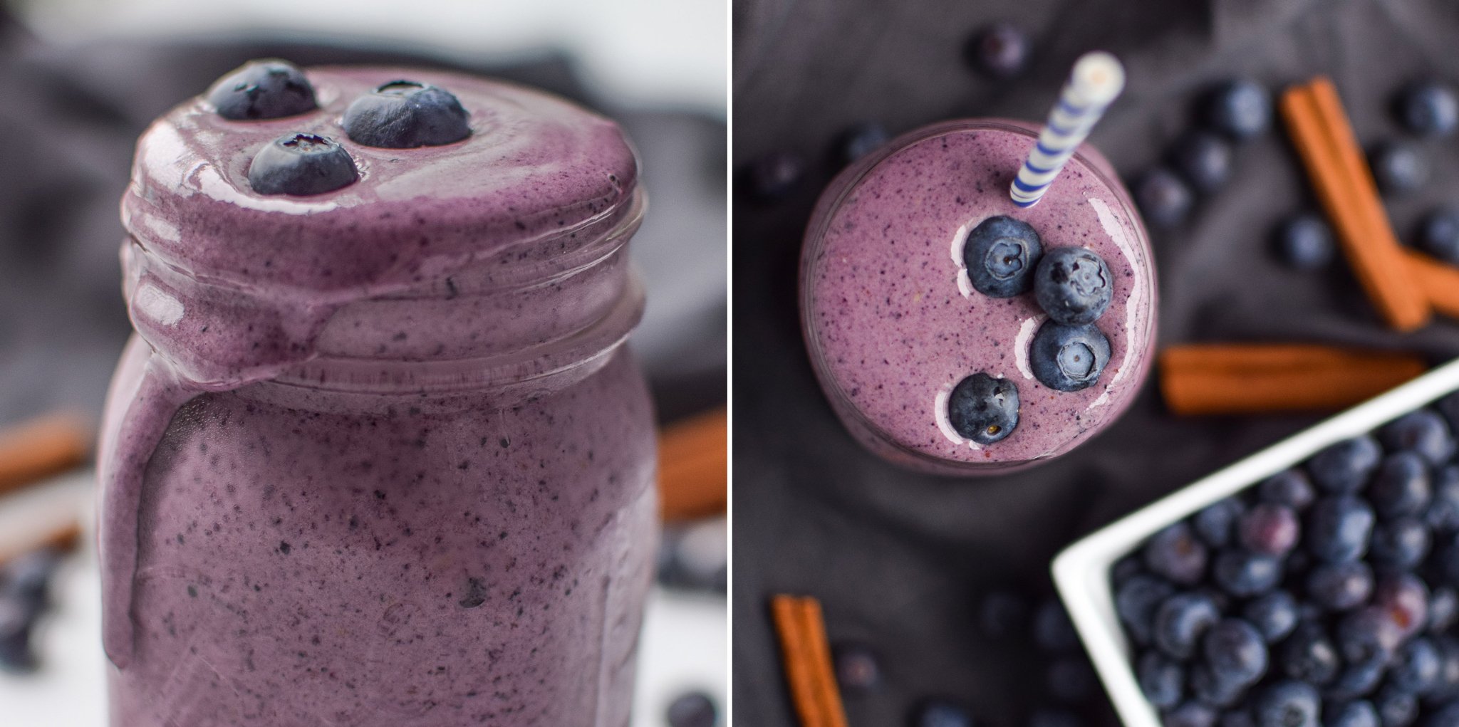 peanut butter powder blueberry cinnamon smoothie