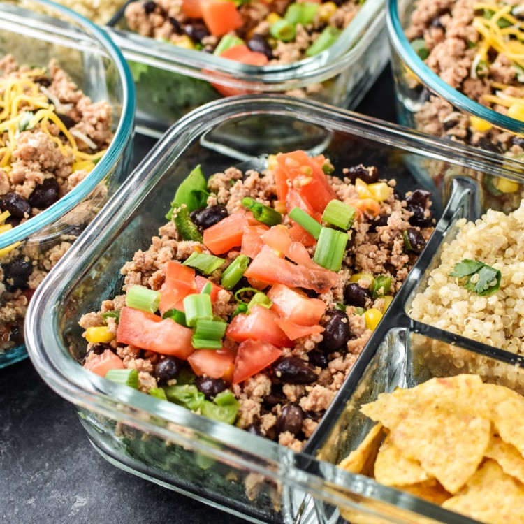 Healthy Lunch Meal Prep: Turkey Taco Bowls