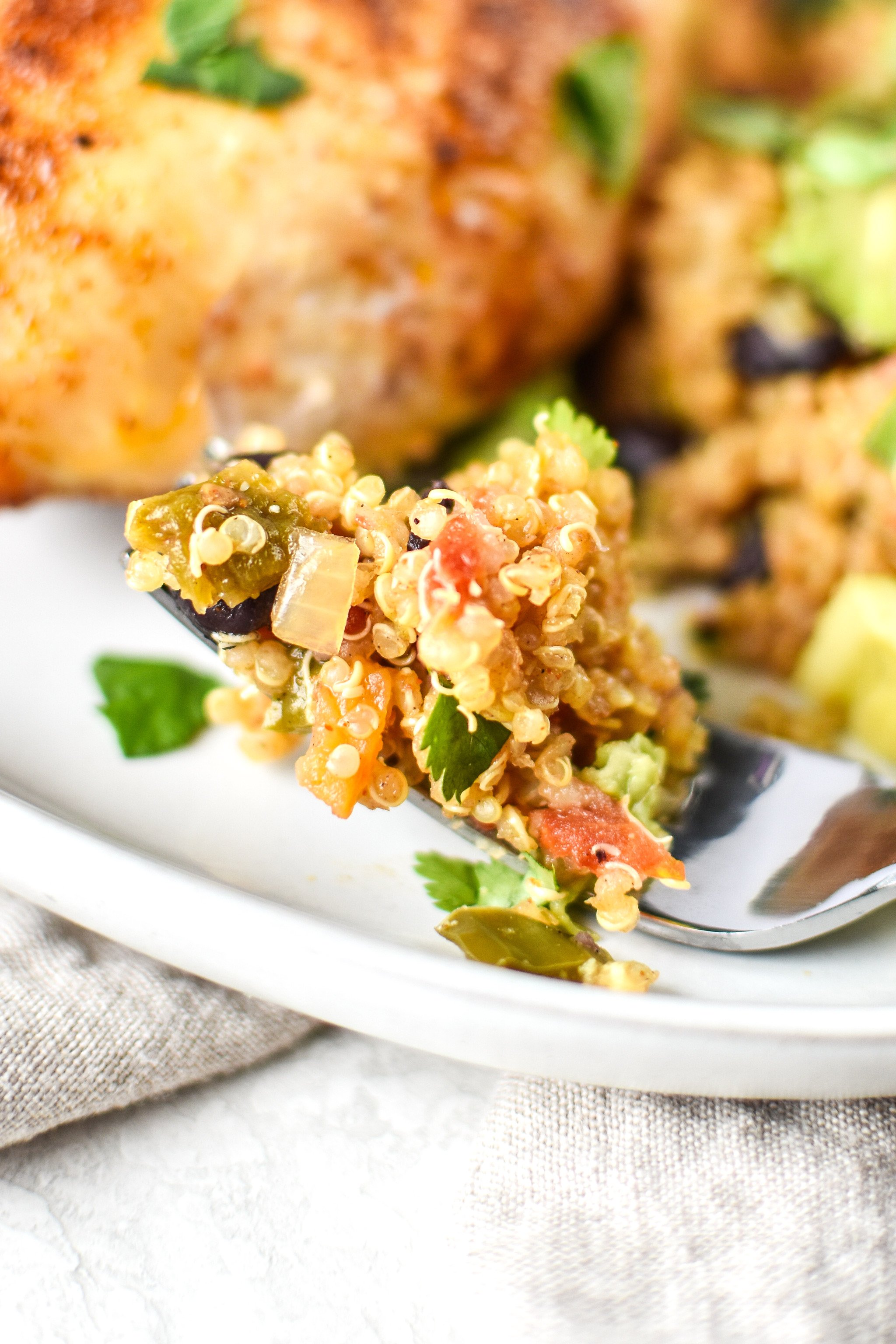 A bite full of flavor packed Mexican Quinoa cooked in the Instant Pot.