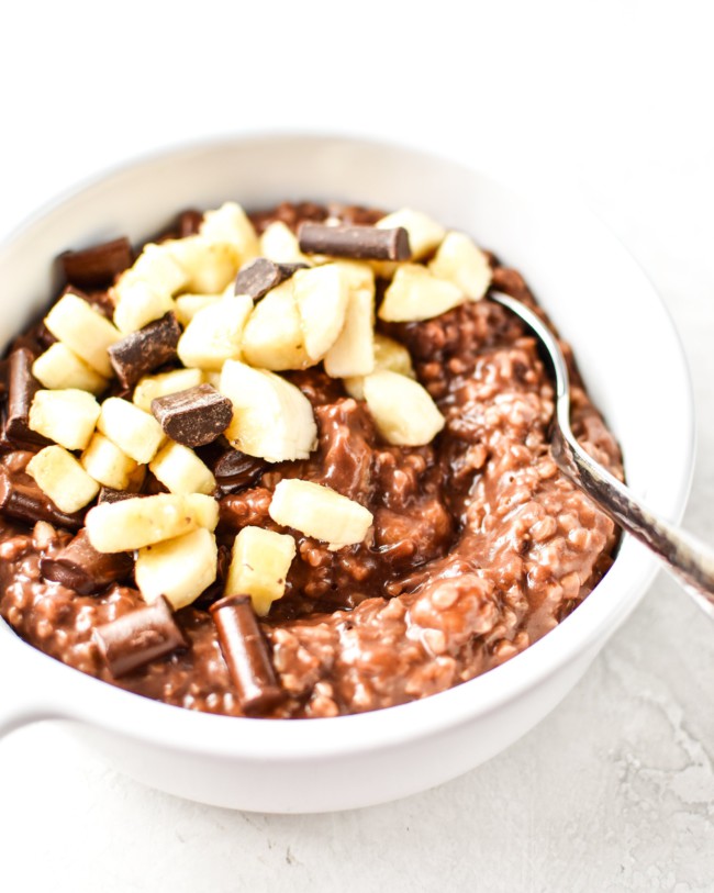 Chocolate Banana Steel Cut Oats (Stovetop & Instant Pot)