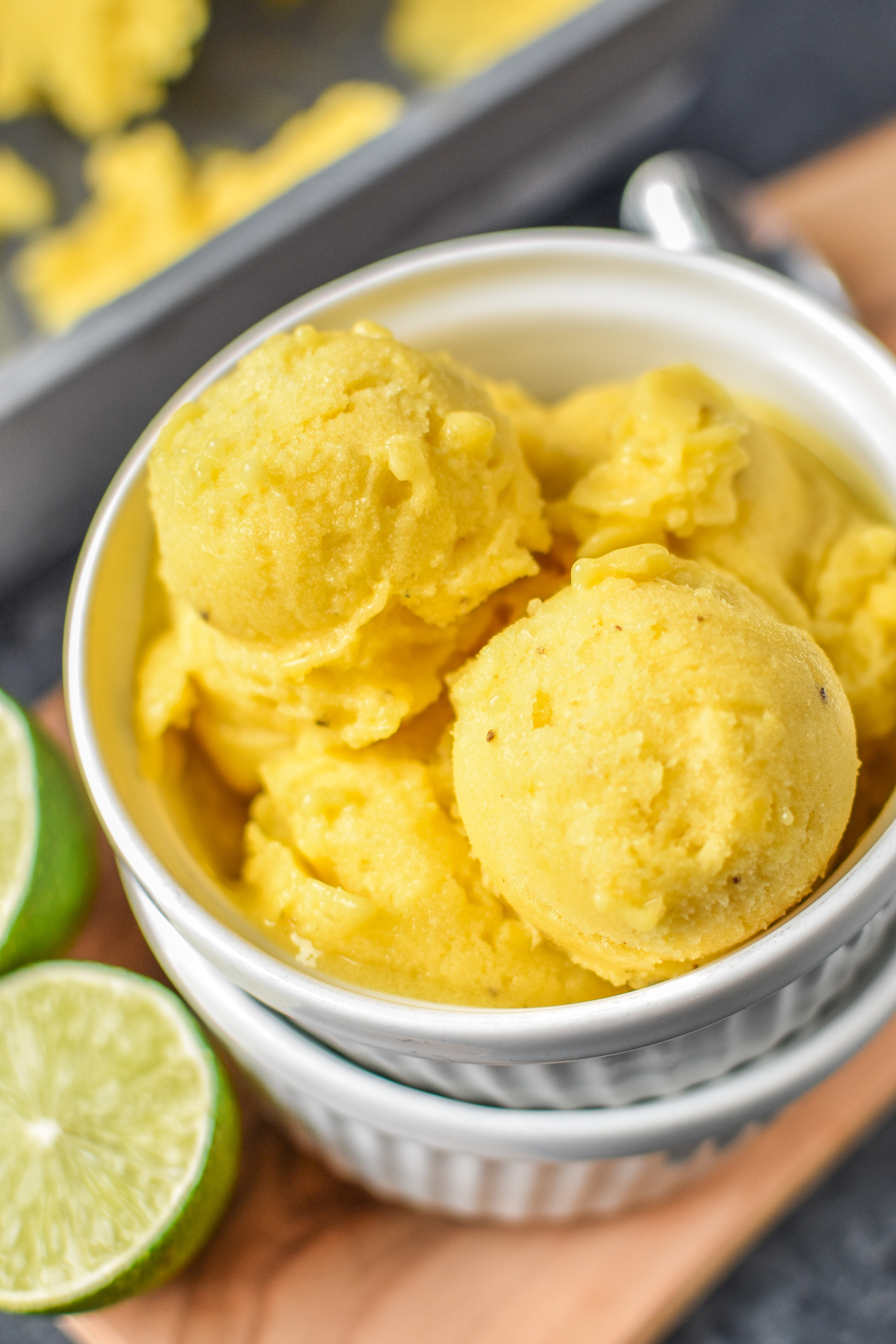 Mango Lime Nice cream ready to be served.