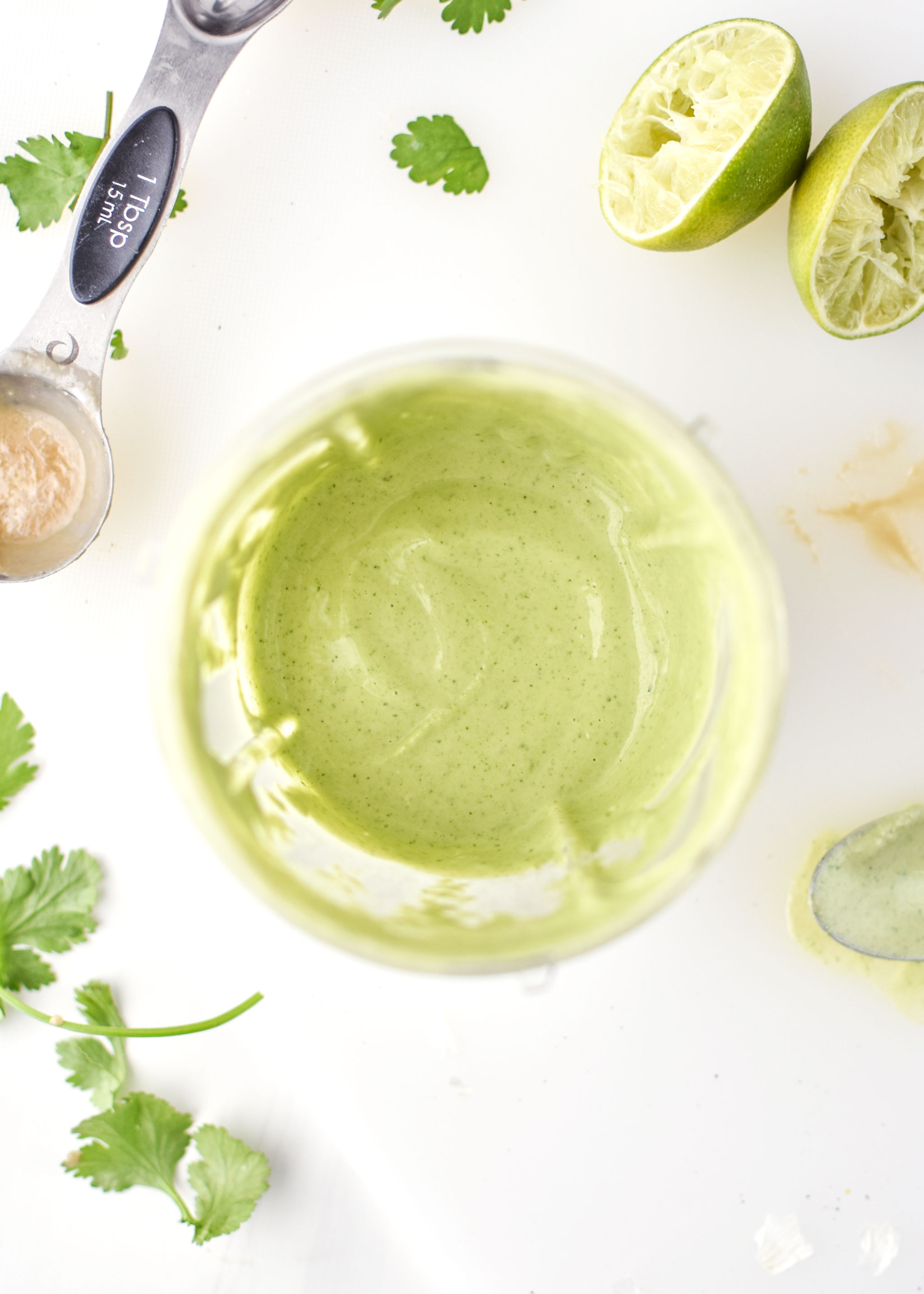 Blended cilantro lime tahini dressing