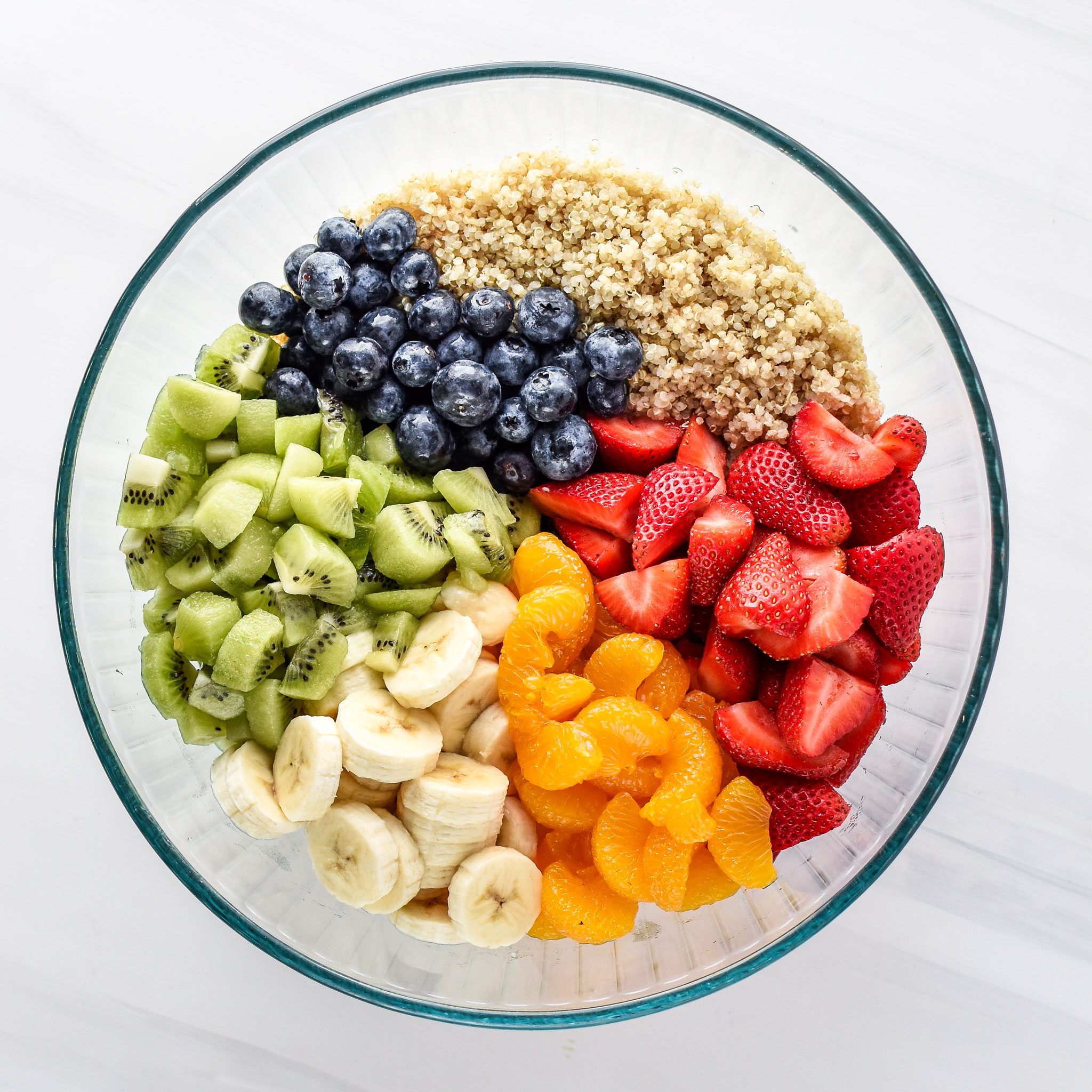 Make fewer dirty dishes by placed ingredients into the bowl together instead of having separate bowls for each ingredient.