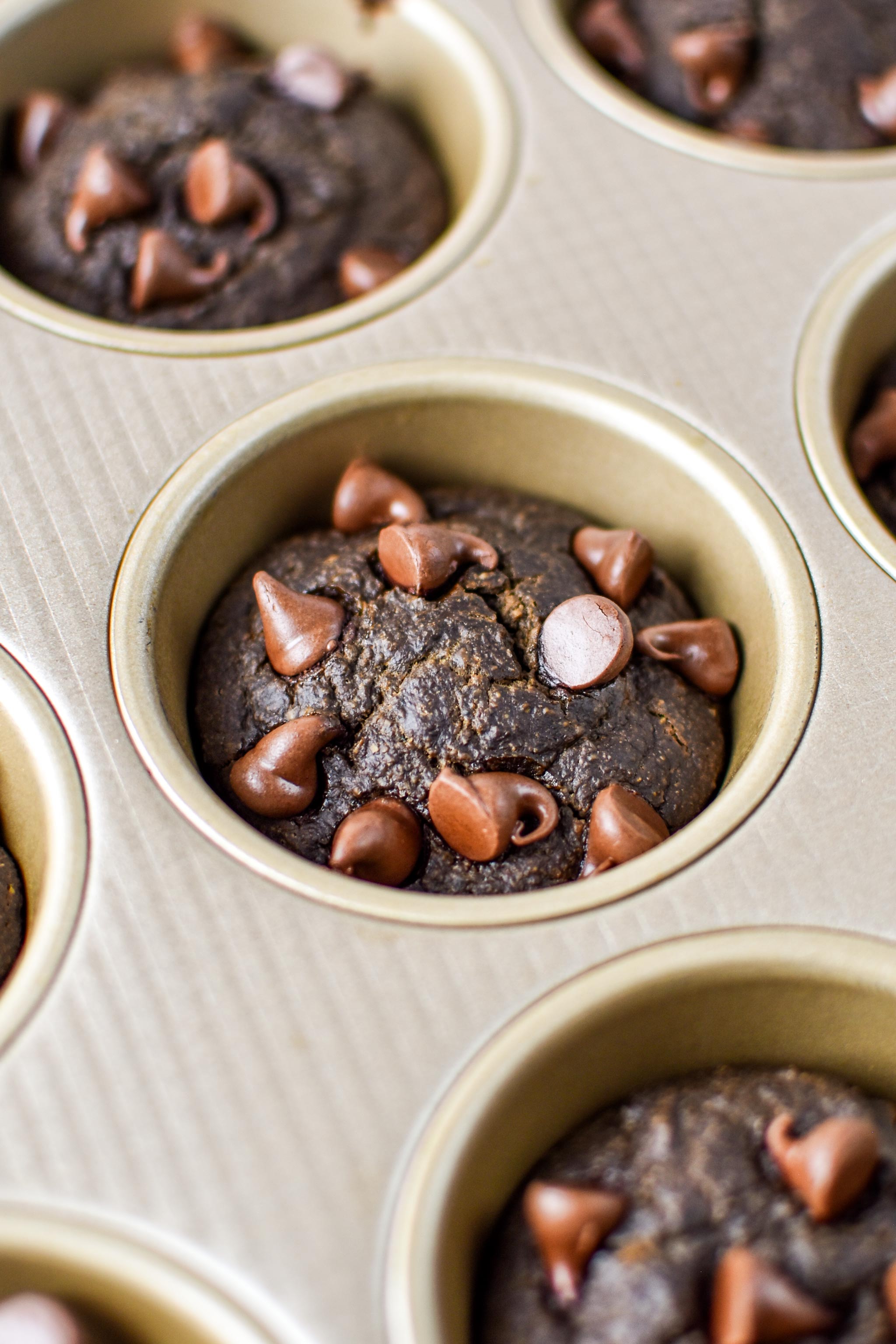 bagt chokolade spinat blender muffins