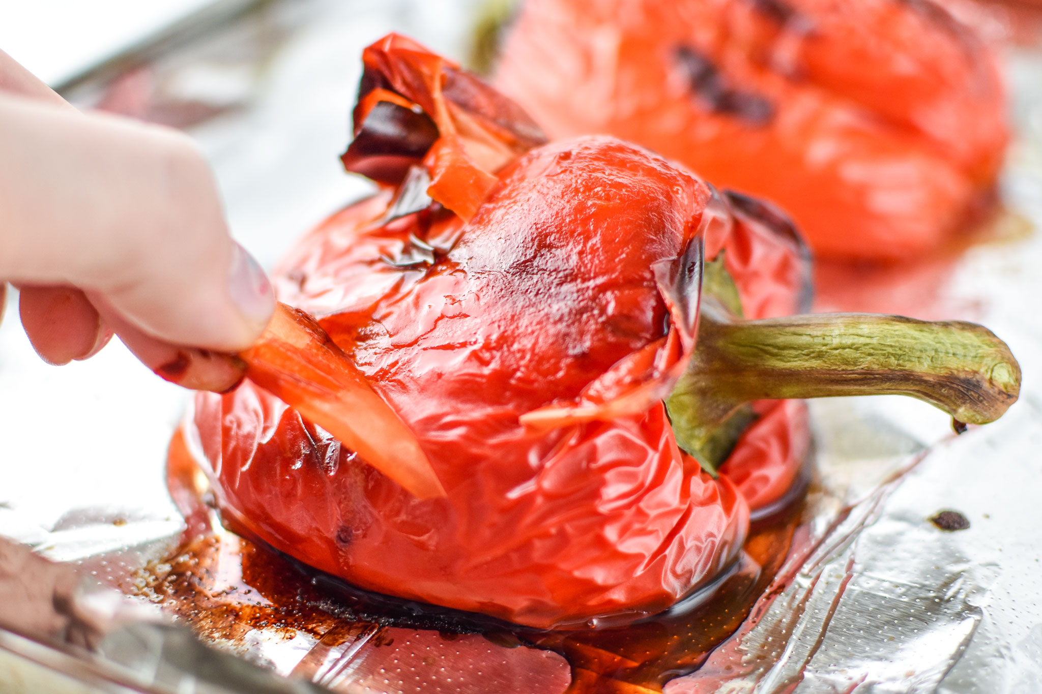 what is looks like under the peel of the roasted red bell peppers