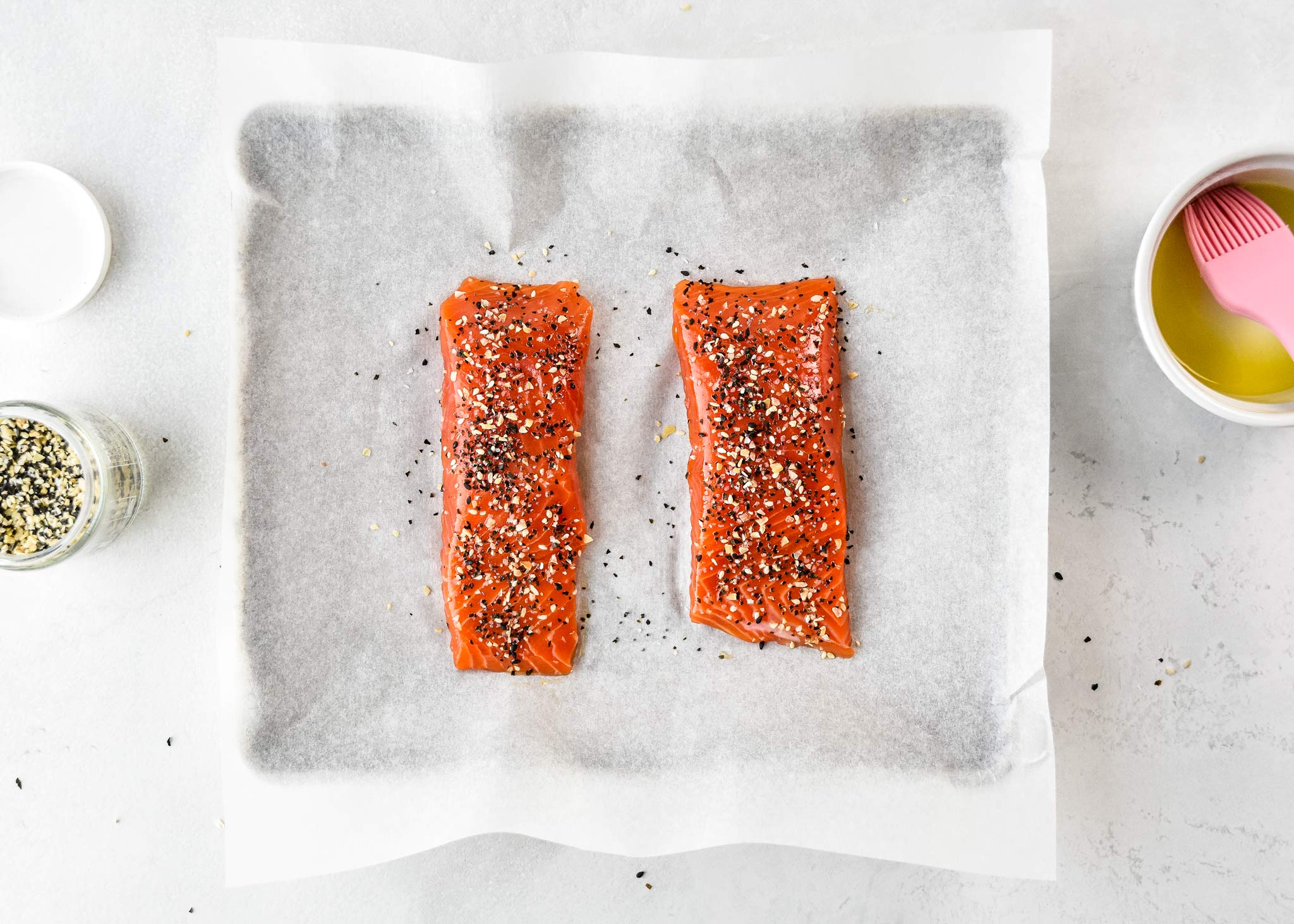 prepared salmon fillets for the everything bagel salmon salad
