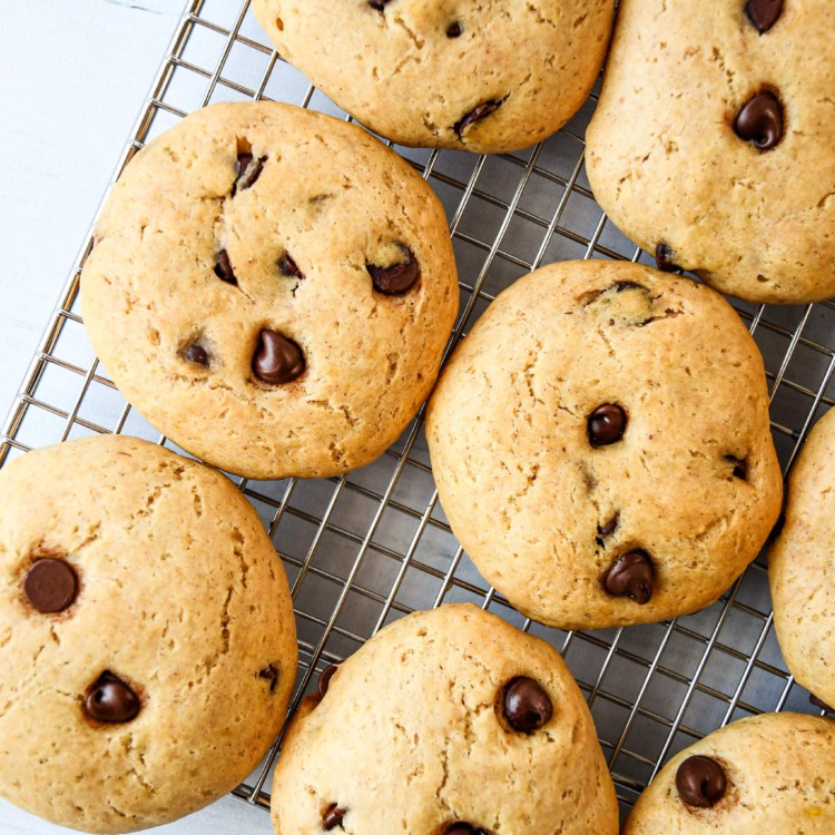 pancake mix cookies on a cooling rack.