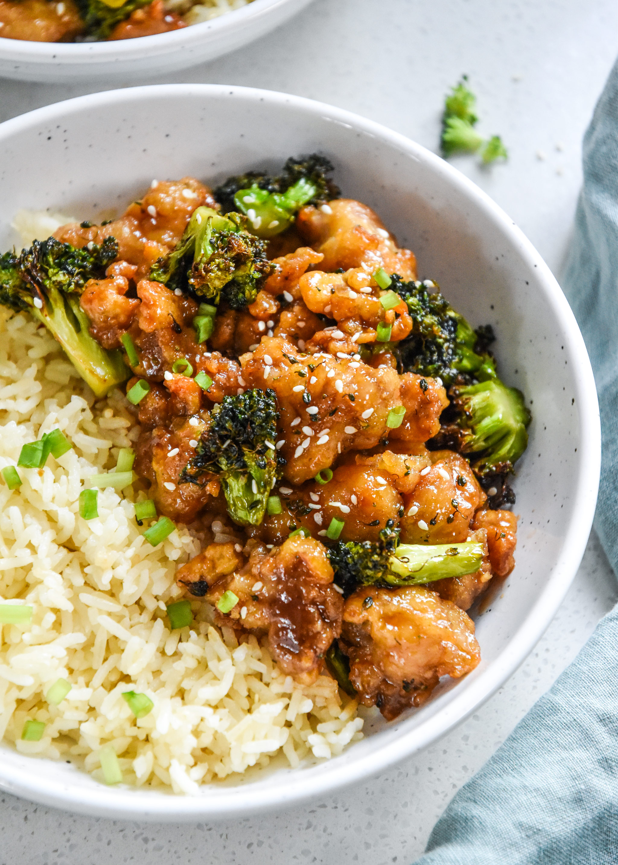 air fryer trader joes orange chicken and broccoli with rice