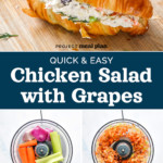pinterest pin image for chicken salad with grapes two photos.