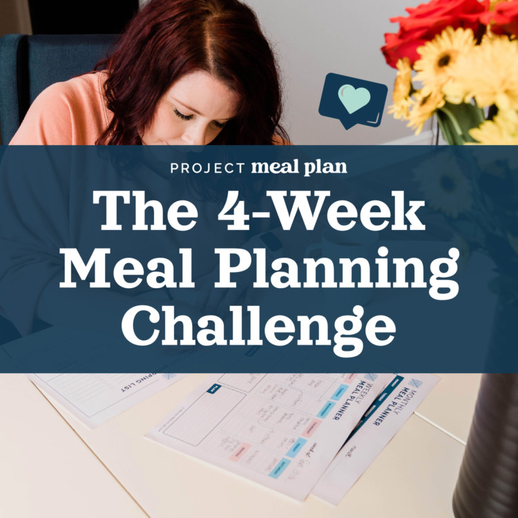 the 4 week meal planning challenge graphic with text.