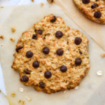 Air Fryer Banana Oatmeal Cookie for one with chocolate chips on top.