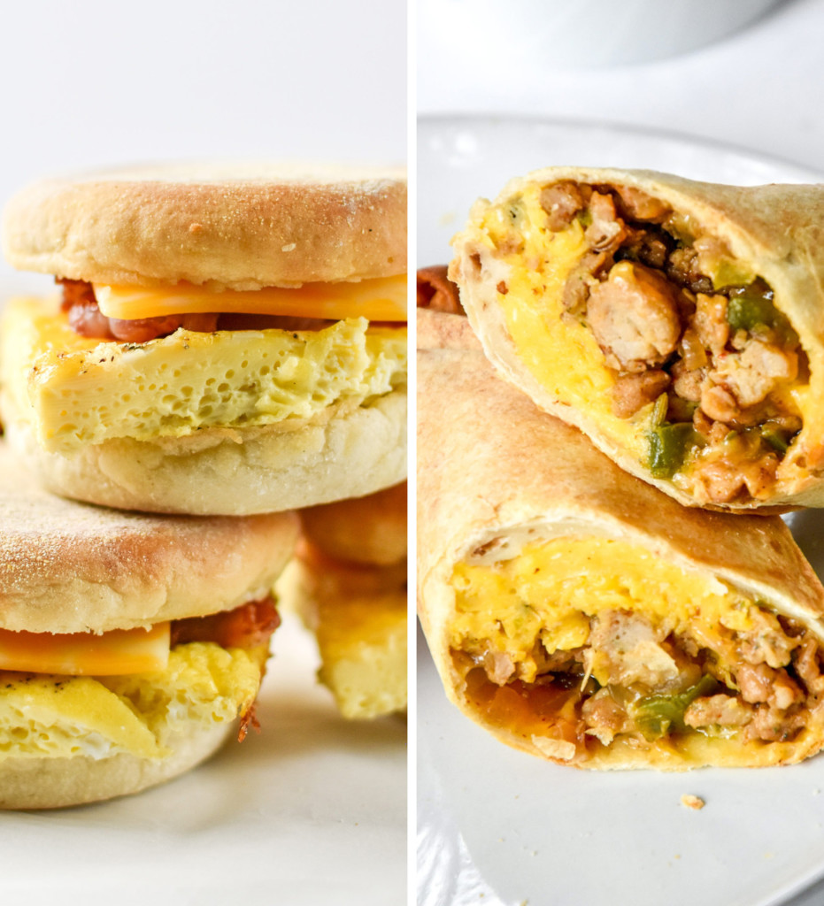 breakfast burritos and breakfast sandwiches.