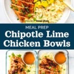 pin image with text for chipotle lime chicken meal prep.