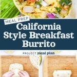 pin image with text for meal prep california style breakfast burritos.