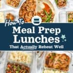 cover image with title: how to meal prep lunches that actually reheat well.