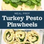 decorative pin image for turkey pesto pinwheels.