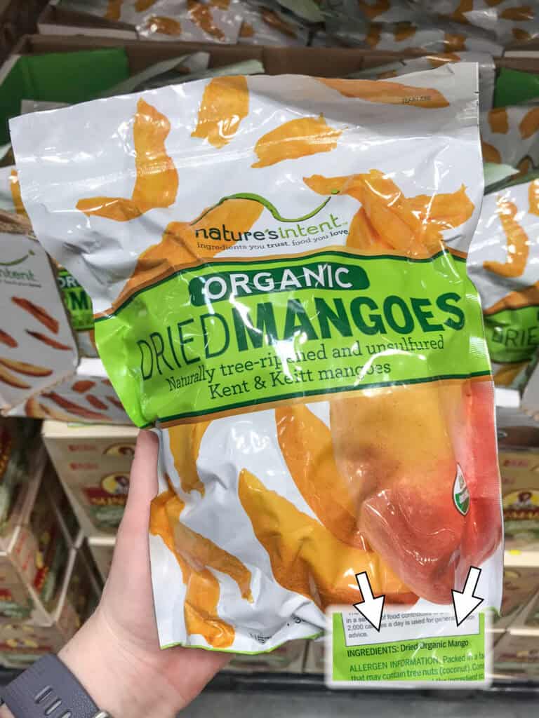 dried mango in a bag.